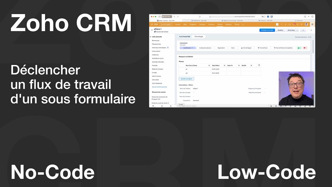 Zoho CRM, Comment déclencher un flux de travail d'un sous formulaire